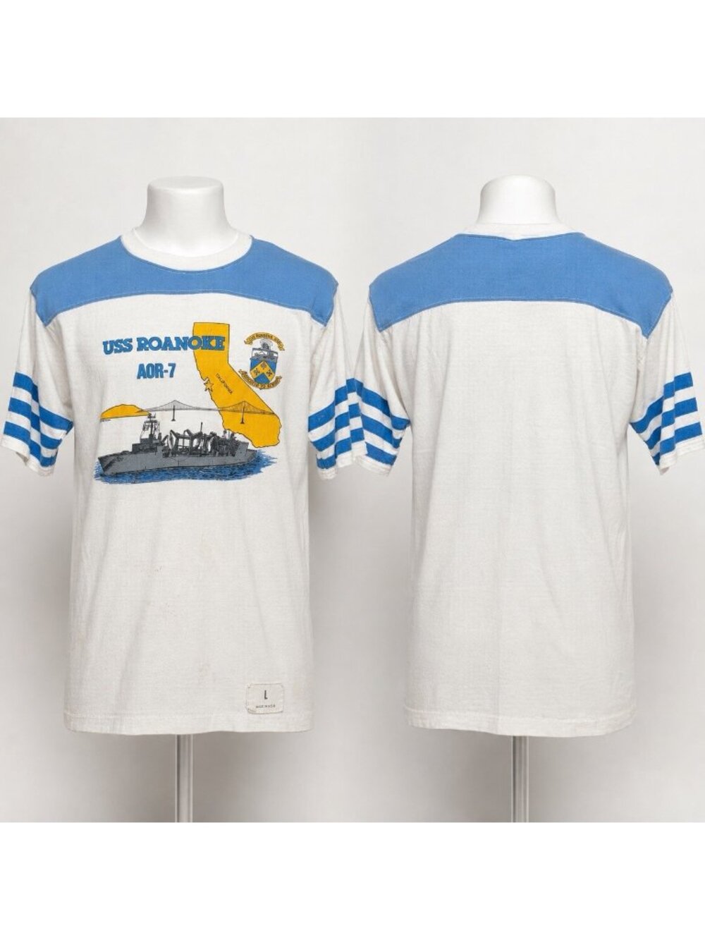 Vintage 1983 USS Roanoke AOR-7 Navy T Shirt Sportswear USA Made Large 80s